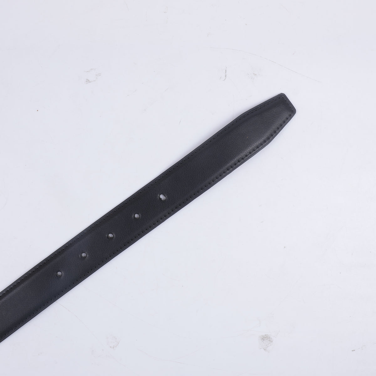 Men's Black Leather Belt with Premium Silver Metal Pin Buckle