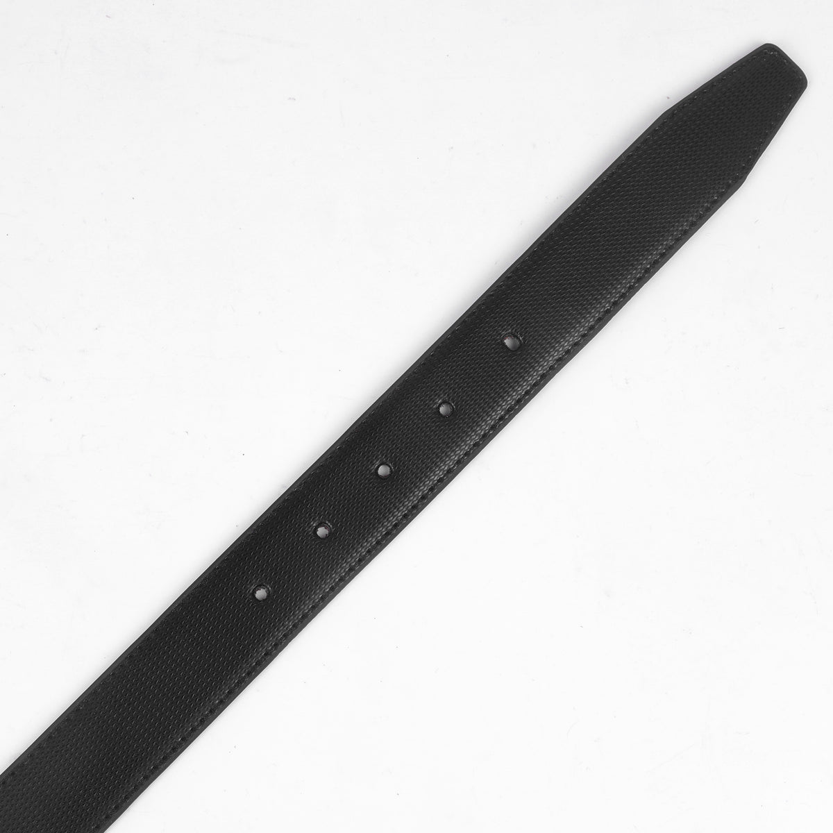 Men's Black Textured Leather Belt with Premium Metal Pin Buckle